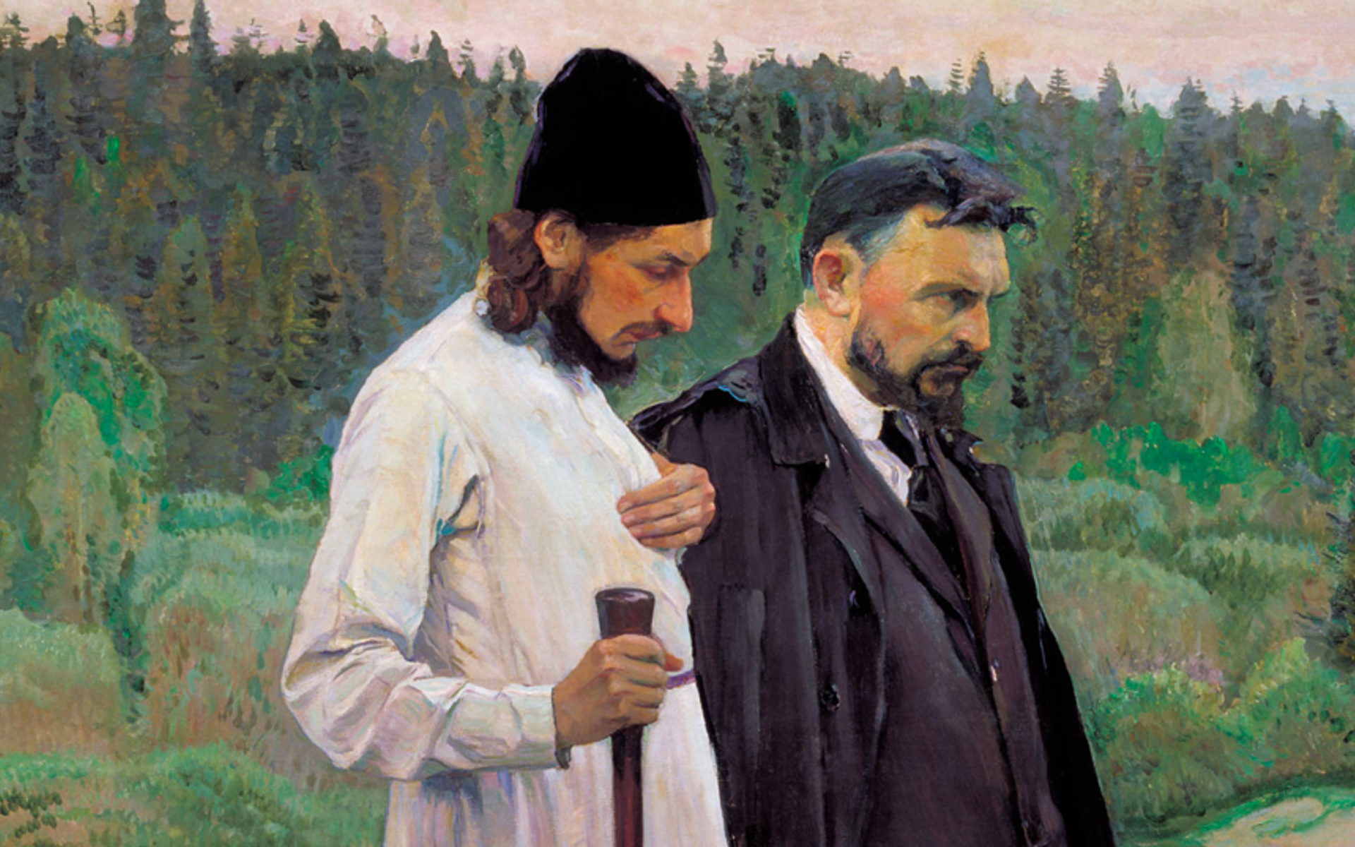 Pavel Florensky (links) und Sergei Bulgakov (Gemälde von Michail Wassiljewitsch Nesterow)
