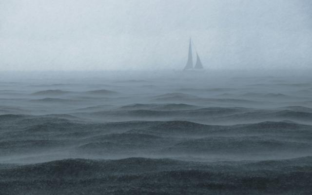 Kleines Boot im Sturm