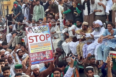 Protestveranstaltung in Lahore gegen Blasphemie