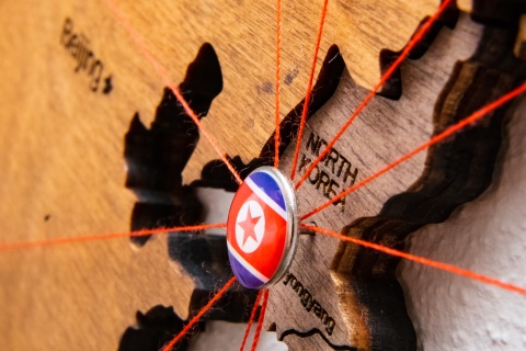 Landkarte mit Pin auf Nordkorea