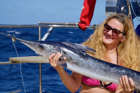 Evelyn Hasen mit einem Fächerfisch