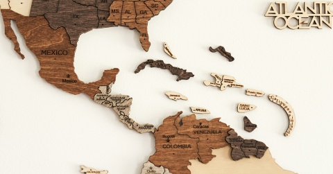 Holzkarte von Mittelamerika