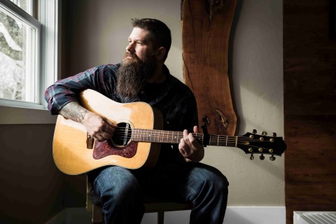 Mann spielt Gitarre