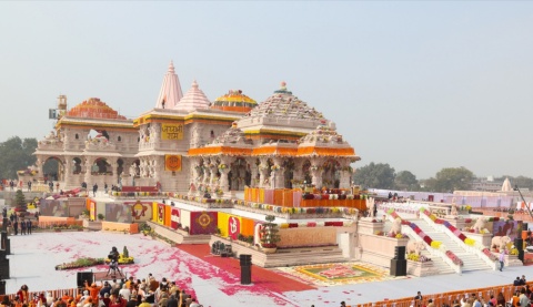 Der Ram Mandir in Ayodhya am Tag seiner Einweihung.