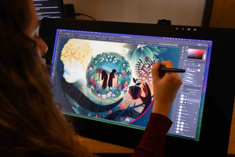 Kayla Schlipf, Art Direktor der Serie «Journey to Hope», illustriert eine Szene aus der Folge des Sündenfalls. 