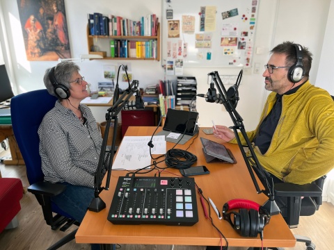 Christiane Rösel und René Winkler während der Aufnahme
