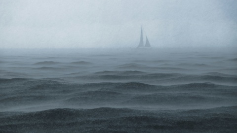 Kleines Boot im Sturm