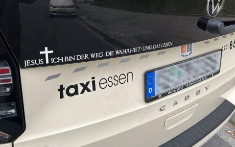 Taxi mit Bibeltext